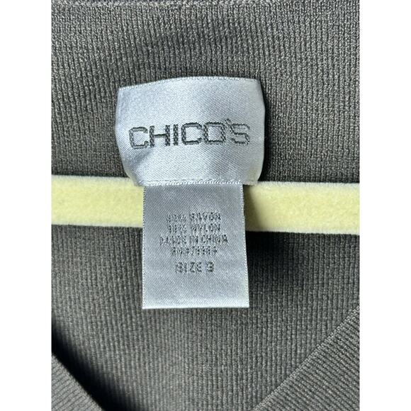 Chicos V Neck Charcoal Tank Top 3 XL Capsule Minimalist Rayon Nylon - Picture 2 of 6